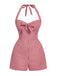 1950s Halter Gingham Plaids Bow Romper