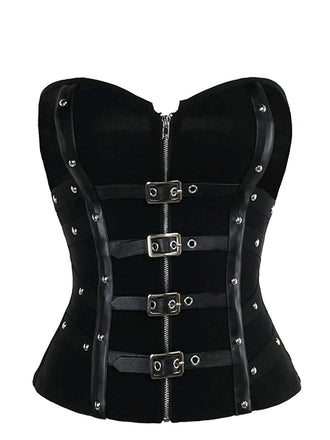 Black 1980s Punk Studded Corset Top