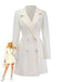 White 1940s Pearl Button Faux-Wool Coat