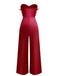 1970s Strapless Feather Solid Jumpsuit