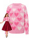 Pink 1950s Valentine's Day Heart Pearl Sweater