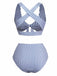 1950s Stripes Criss-Cross High-Waist Bikini Set
