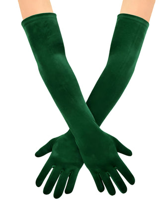 Vintage Solid Thick Velvet Long Gloves