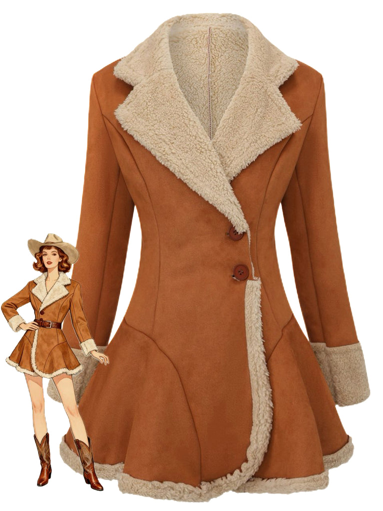 Vintage 1970s Lapel Flared Hem Suede Jacket