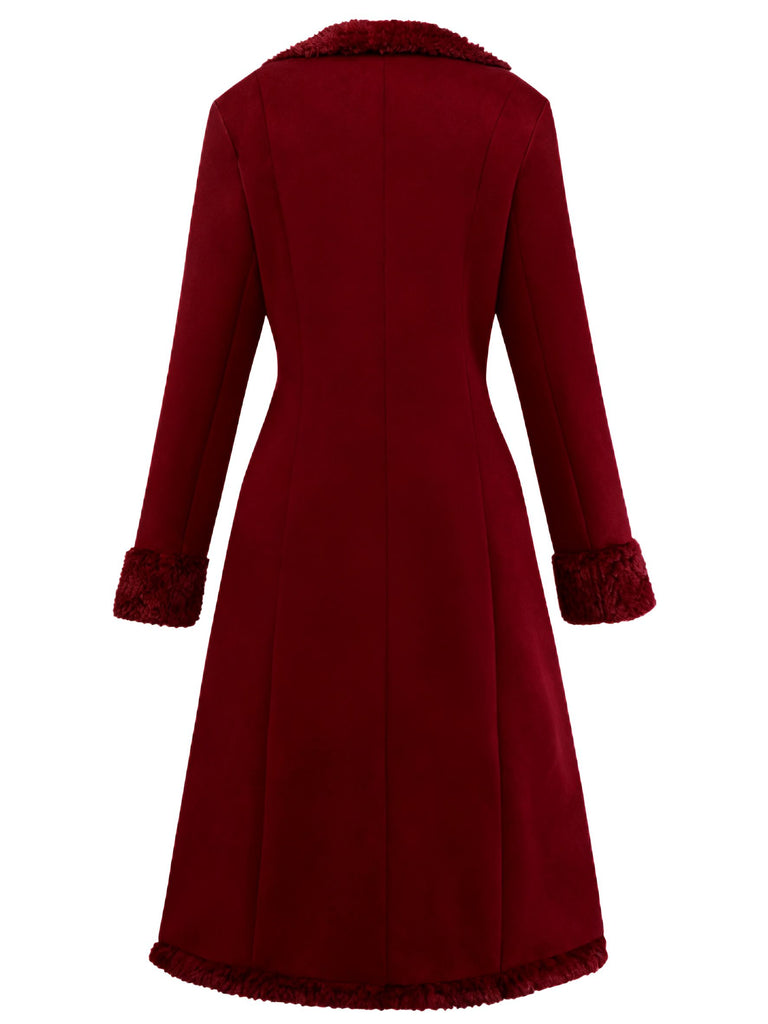 1930s Solid Lapel Button Suedette Mid-Length Coat