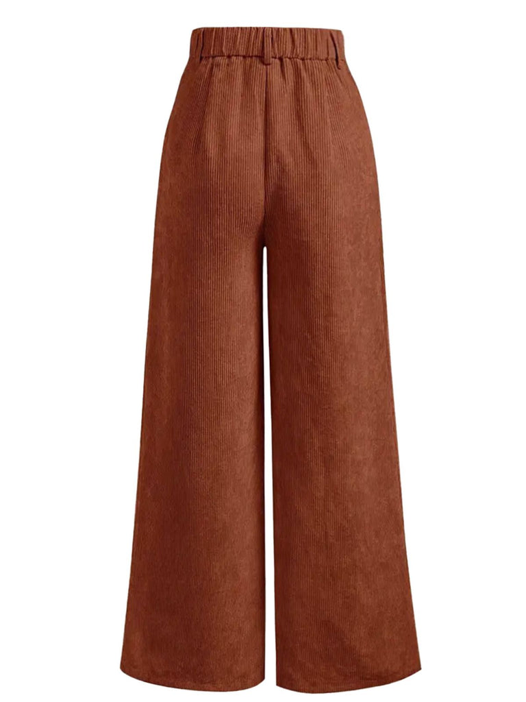 1960s Corduroy High Waist Wide-Leg Pants