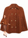Light Brown 1940s Double-breasted Metal Button Suede Cape