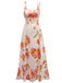 1940s Floral Backless Wide Strap Dress