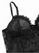 Black 1970s Rose Sheer Lace Suspender Babydoll Nightdress