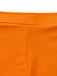 Macro view of the comfortable elastic waistband and smooth stretch fabric of the orange floral bikini shorts.
