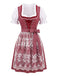 3PCS 1950s Square Neck Floral Dress & White Puff Top & Apron