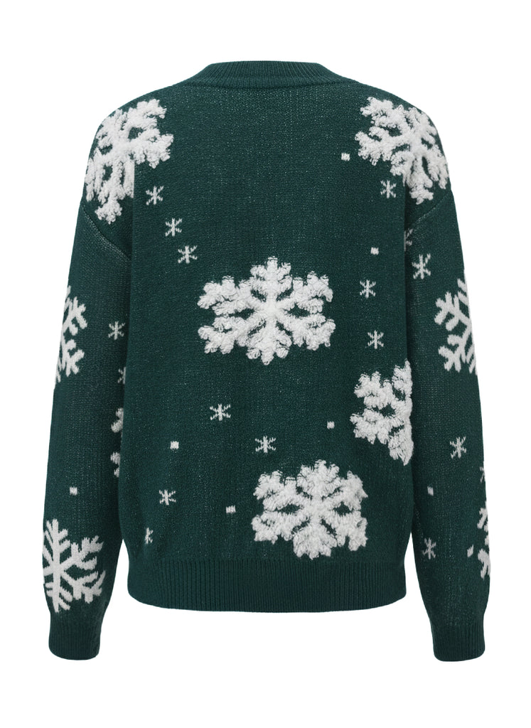 1940s Christmas Fleece-Snowflake Turtleneck Sweater