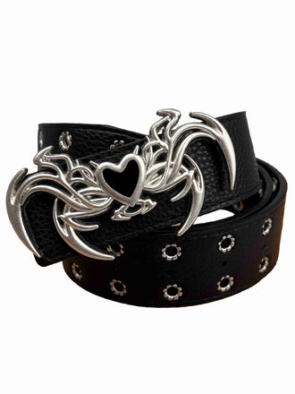Vintage Heart Wings Grommet Buckle Punk Belt