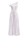 1930s One Shoulder Chiffon Sequined Jumpsuit