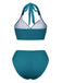 Green 1930s Cut-out Halter Lace-up Bikini Set