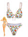 White 1960s Citrus Triangle-Strap Bikini Set