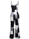 Black & White 1960s Gingham Plaid Strap Jumpsuit