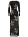 1930s Floral Mesh Long Sleeve Maxi Dress