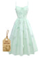 Green 1940s U-Neck Solid Jacquard Pure Cotton Dress