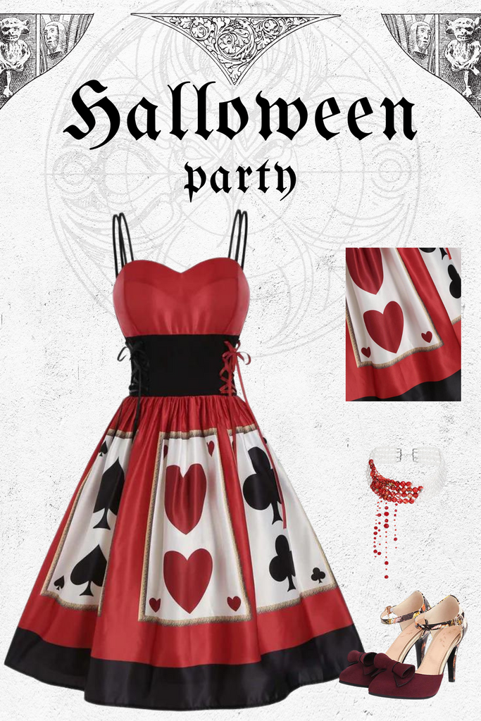 Red 1950s Strap Poker Costume Dress