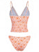 Two-piece swimsuit with floral pattern on a white background