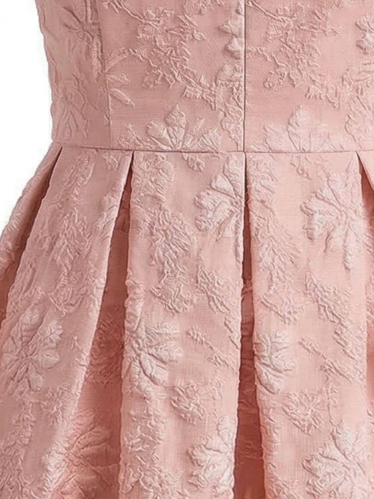 Pink 1930s Floral Jacquard Sleeveless Maxi Dress - vintage dress, retro fashion, rockabilly