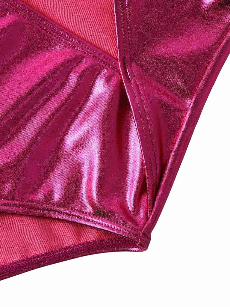 pink-1970s-Metallic-Halter-Neck-Cutout-One-Piece-Swimsuit-side-detail