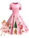 [Pre-Sale] Pink 1950s Christmas Snowflake Swing Dress