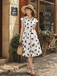 1950s Cat Polka Dot Belted Shirt Dress