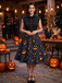 Black 1950s Halloween Pumpkin Patchwork Dress