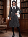 Black 1940s Wednesday Addams Style Dress