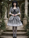 Black & White 1970s Lace Patchwork Stripe Dress