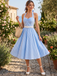 Light Blue 1950s Plaid Halter Swing Dress