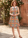 Orange 1960s Daisy Peter Pan Collar Dress