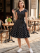 1950s Cap Sleeve Polka Dot Belted Dress