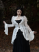 Black 1980s Gigot Sleeve Victorian Lace Dress