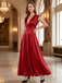 1930s Solid Deep V-Neck Satin Dress