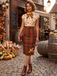 Brown 1960s Thanksgiving Pumpkin Pencil Dress