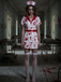 White 1980s Blood Splatter Nurse Halloween Costume Set