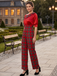 Red 1930s Christmas Plaid Short Sleeved Jumpsuit