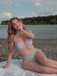 Lavender 1970s Mermaid Shell Halter Bikini Set