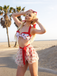 2PCS Red 1950s Cherry Bikini & Tie-Waist Cover up