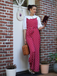 Deep Red 1940s Polka Dot Straps Jumpsuit
