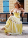Yellow 1930s V-Neck Embroidered Floral Dress