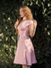 Pink 1940s Deep V-Neck Butterfly Satin Dress