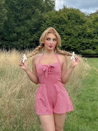 1950s Halter Gingham Plaids Bow Romper