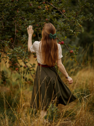 Khaki 1950s Snow White Style Button Dress