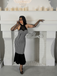 Black 1930s Spiderweb Mesh Stripe Fishtail Dress