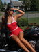 Red 1940s Halter Patchwork One-piece Swimsuit
