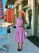 Pink 1950s Pinstripes Tie Collar Dress